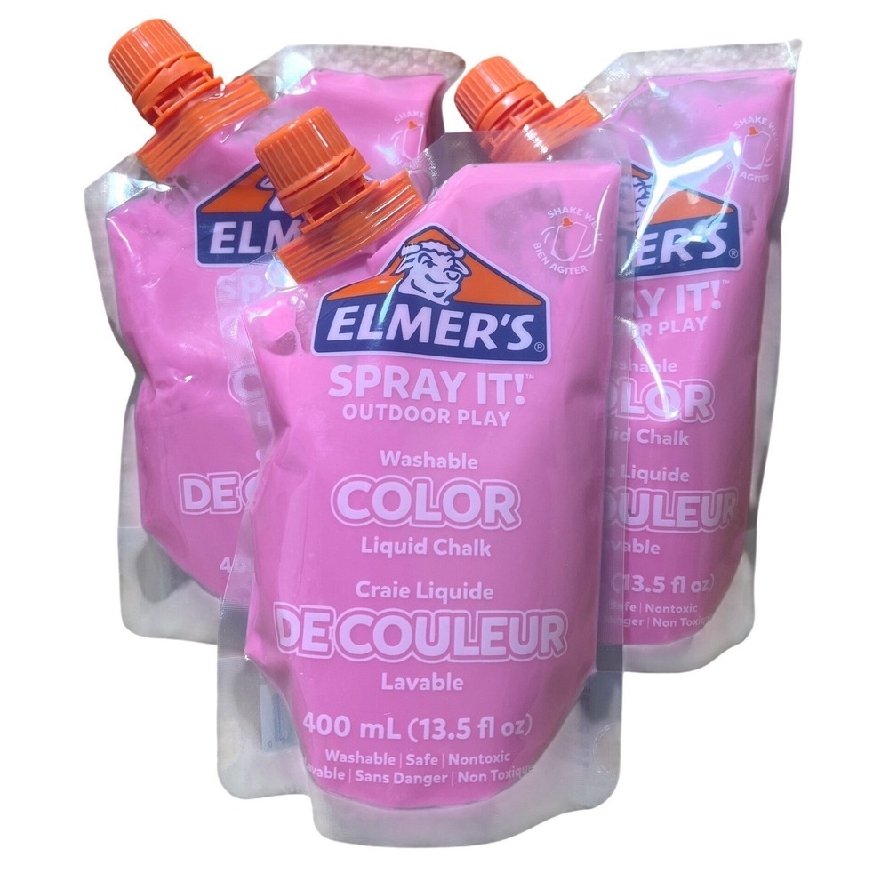Elmer's Spray It! Outdoor Play Washable Liquid Chalk Pink 13.5oz 3 Pack 2166275